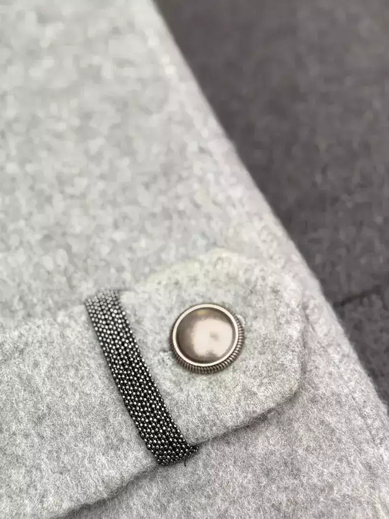 Double-Breasted Short Peacoat in Grey - Coats