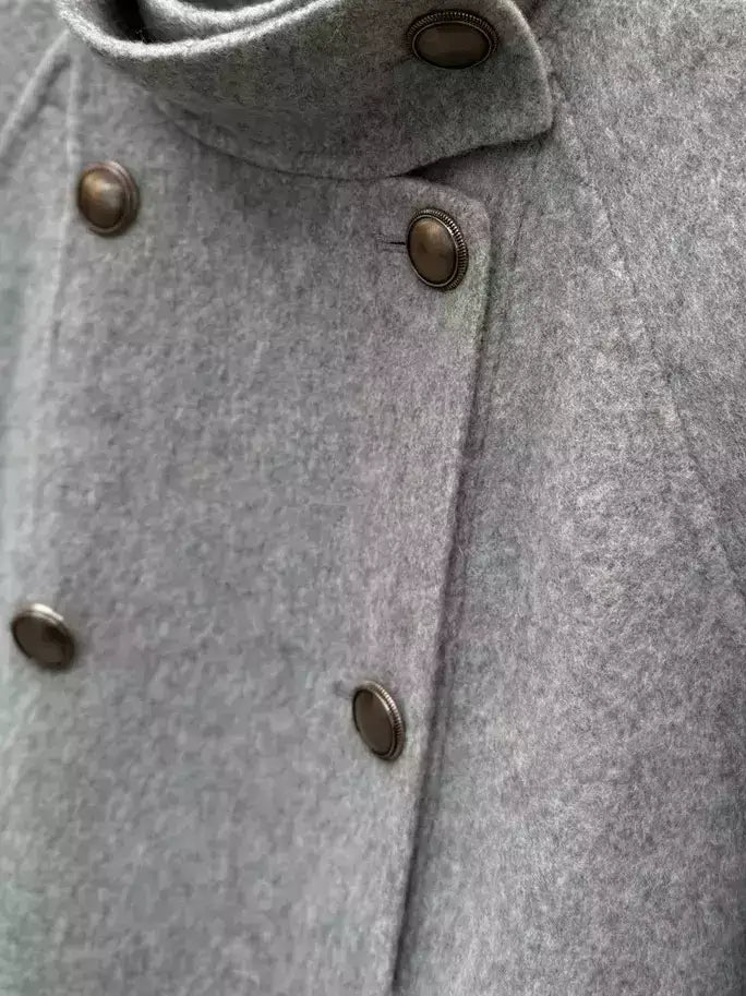 Double-Breasted Short Peacoat in Grey - Coats