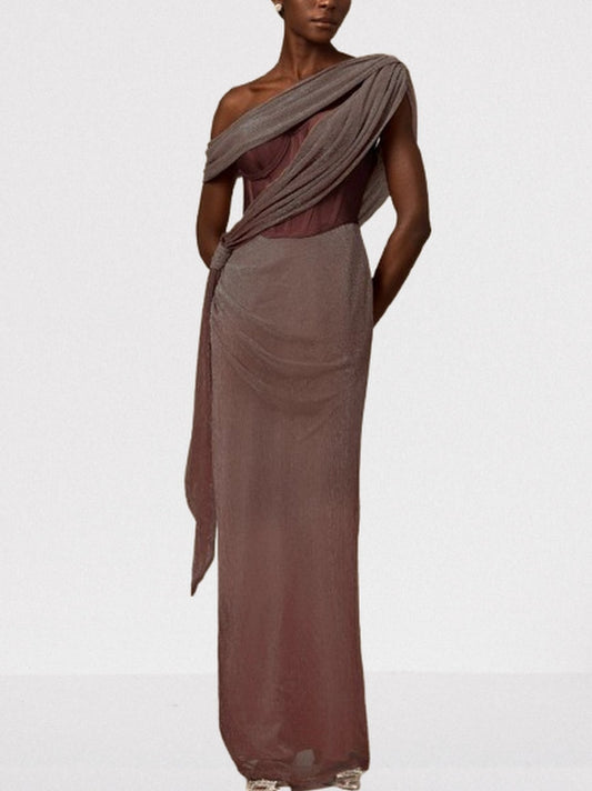 Corset Gown with Draped Sash Details - Dresses