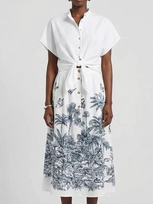 Cotton Tropical Toile Top and Skirt Set - Suits & Sets