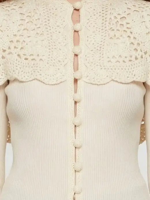 Crochet Capelet Knit Sweater - Sweaters & Knitwear