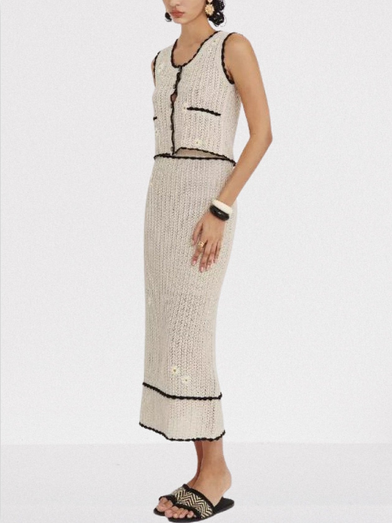 Crochet Knit Daisy Tank and Skirt Set - Suits & Sets