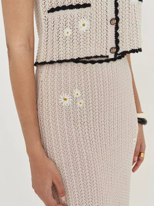 Crochet Knit Daisy Tank and Skirt Set - Suits & Sets