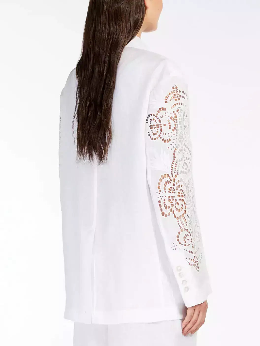 Cut-Out Embroidered-Sleeve Boxy Blazer - Jackets