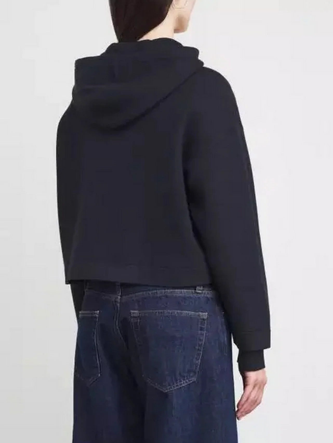 Denim Patch-Pocket Zip Front Hoodie - Tops