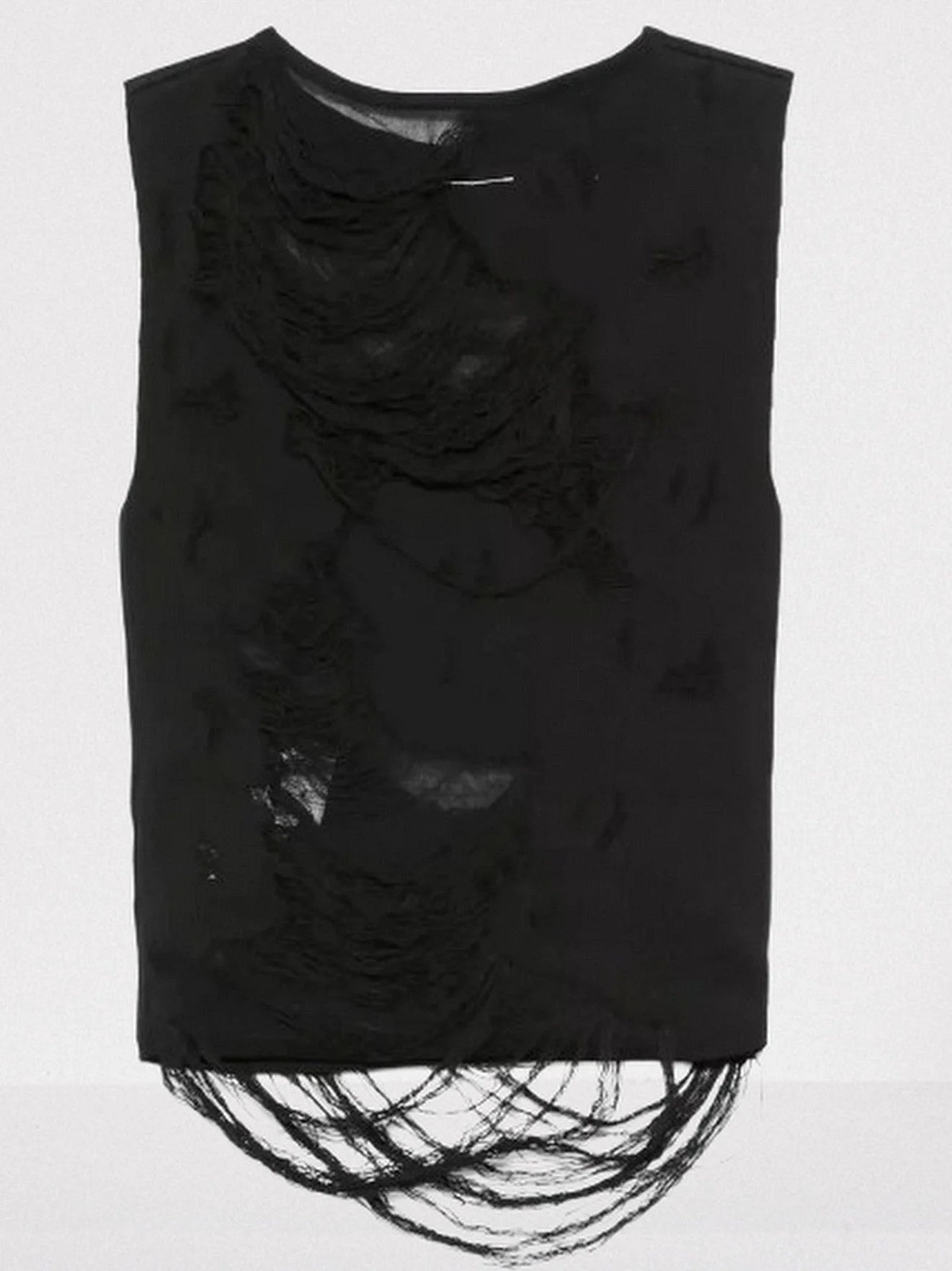 Distressed Sleeveless Top in Black - Tops