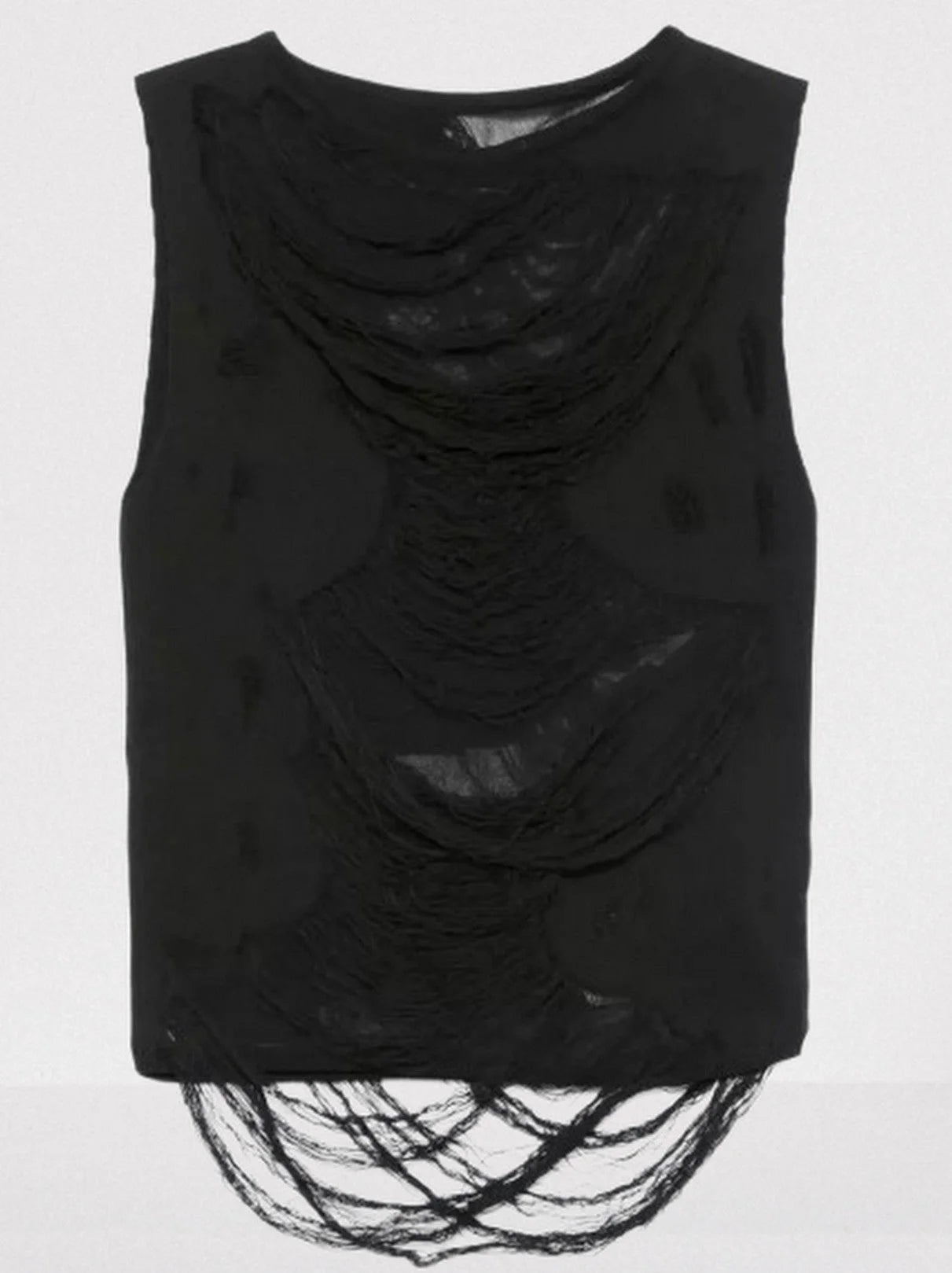 Distressed Sleeveless Top in Black - Tops