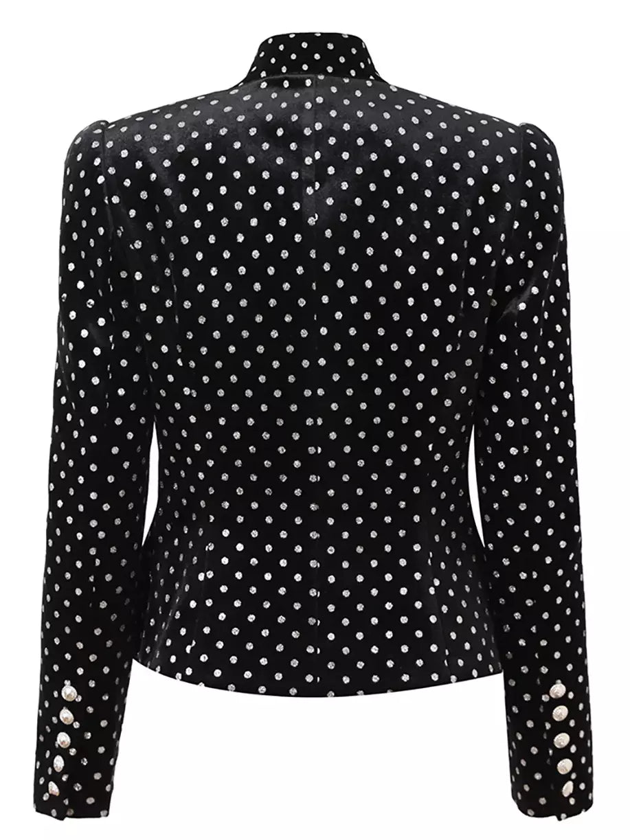 Dotted Black Velvet Jacket