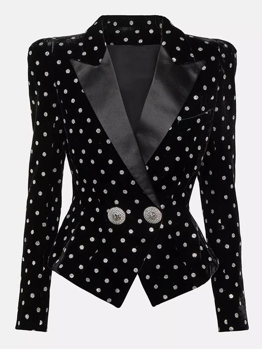 Dotted Black Velvet Jacket
