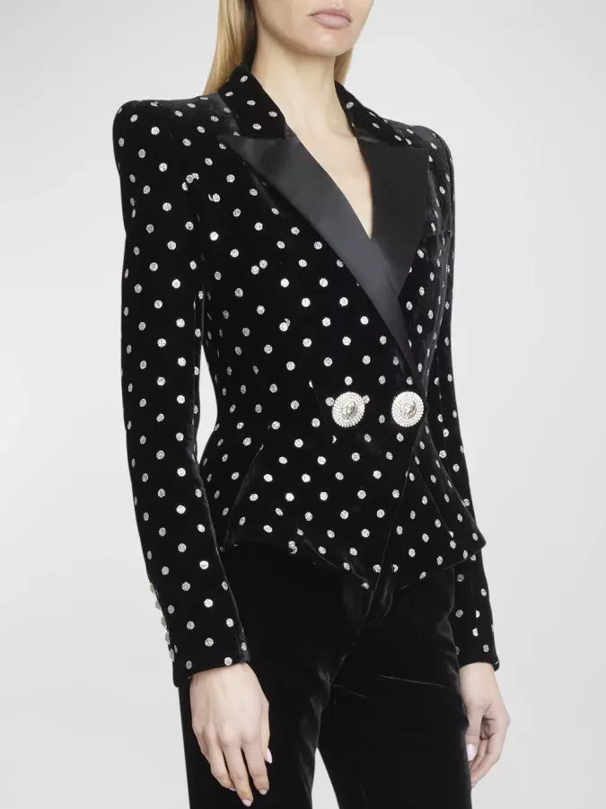 Dotted Black Velvet Jacket