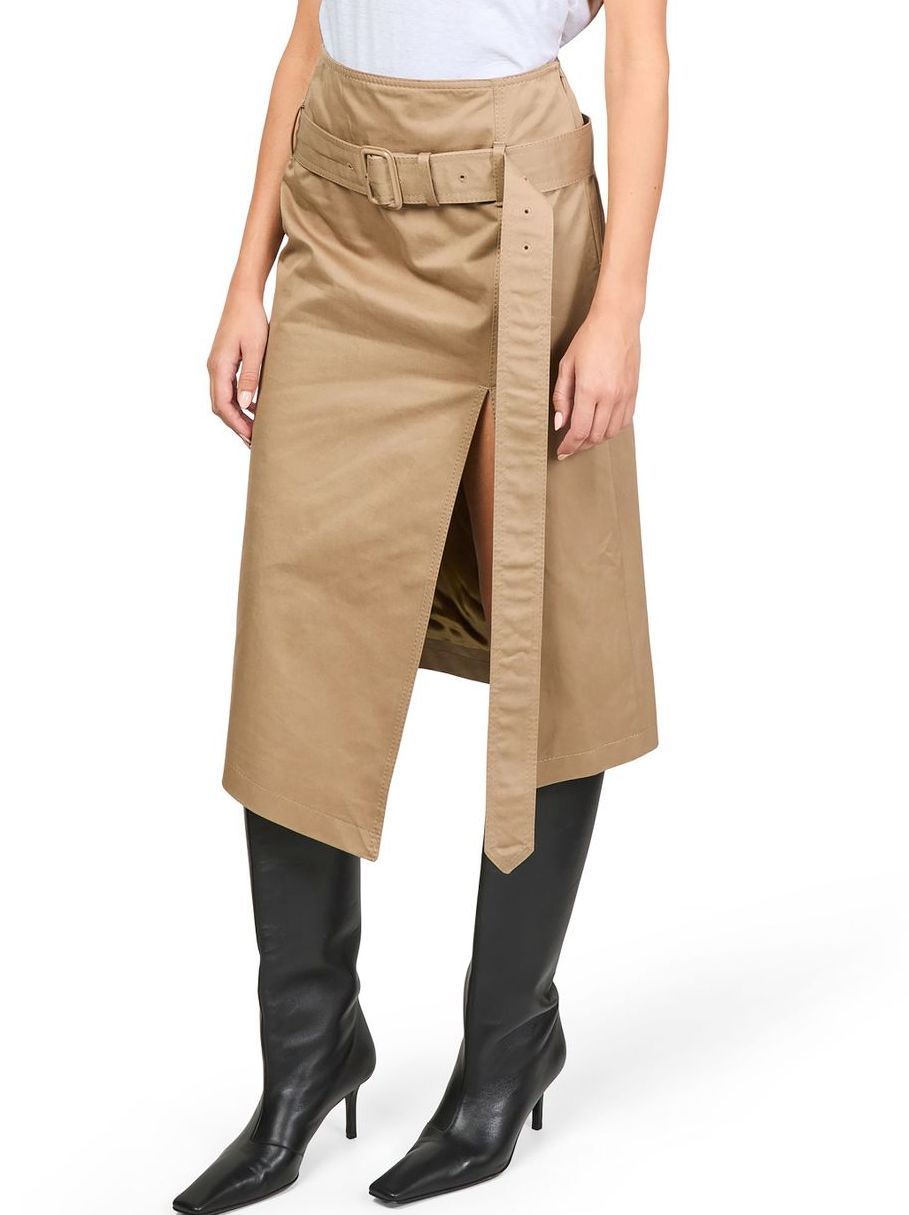 Double-Breasted Trench Jacket and Skirt Set - Suits & Sets