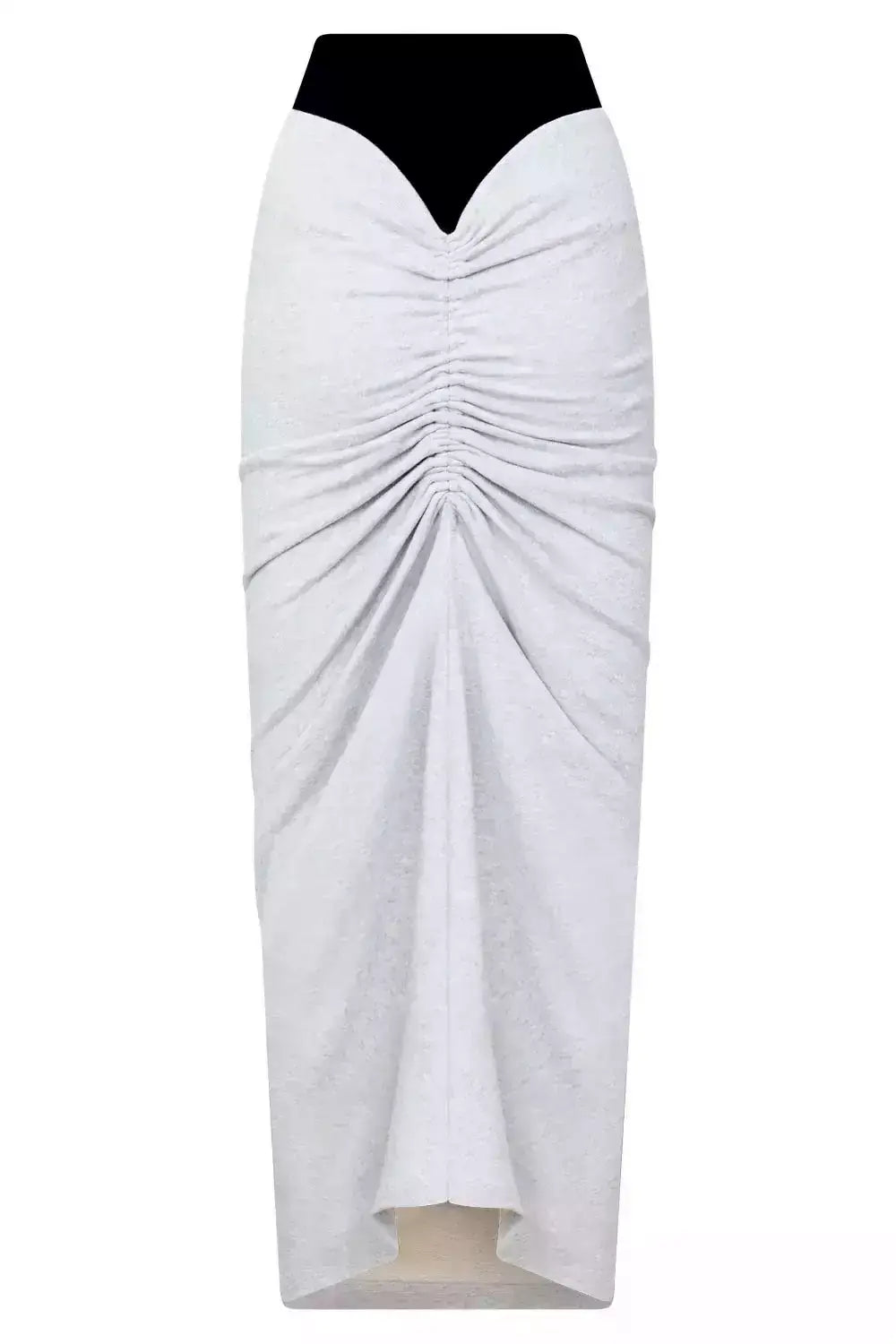 Draped Gathered Jersey Color-Contrast Midi Skirt - Skirts
