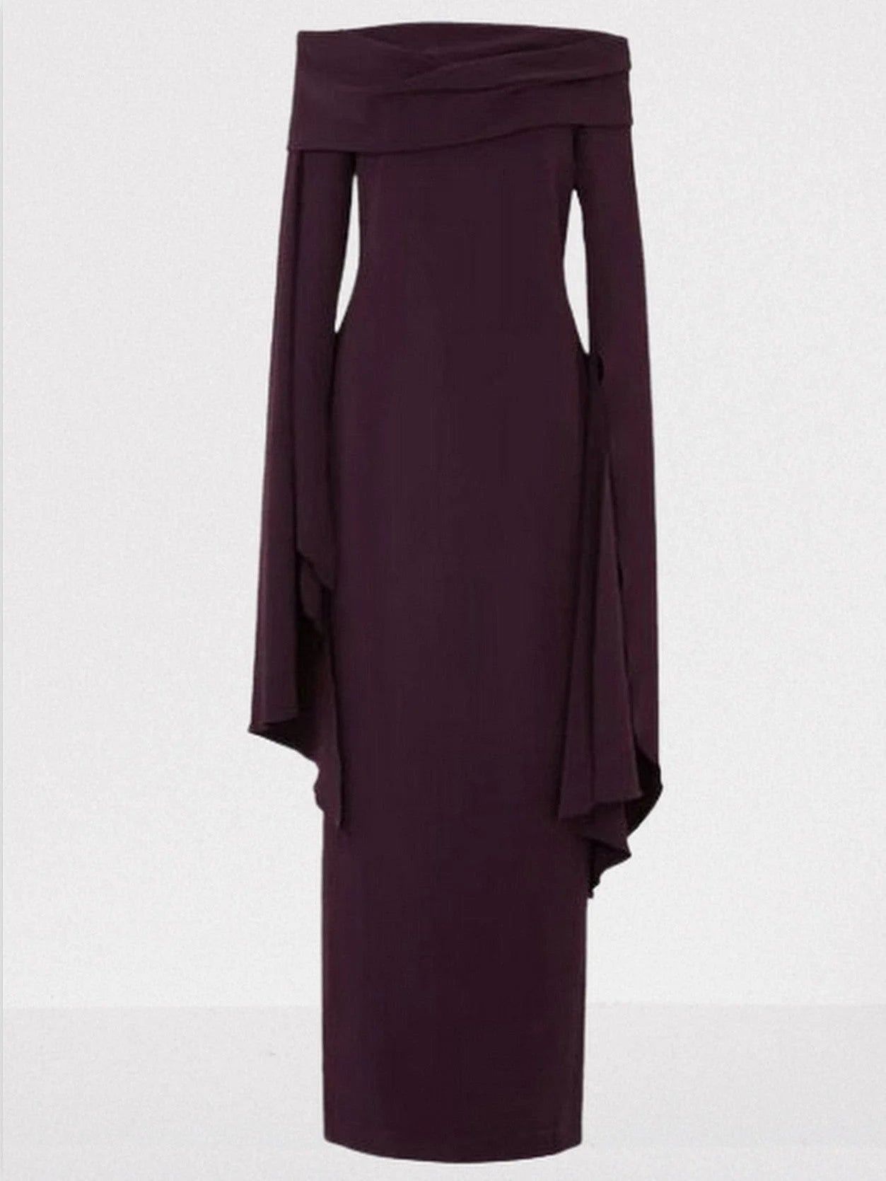 Draped Off-The-Shoulder Maxi Dress in Plum - Dresses