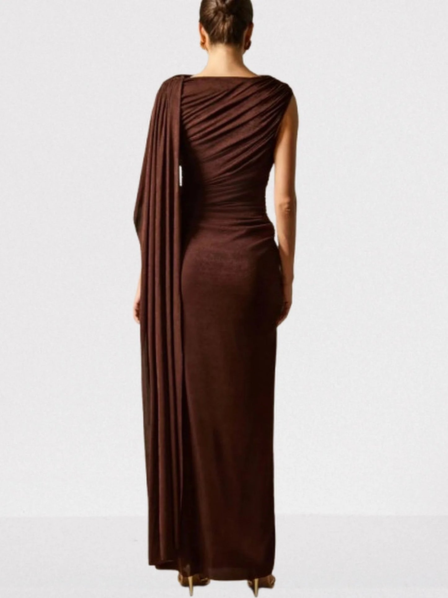 Draped One Shoulder Sleeveless Gown Dresses