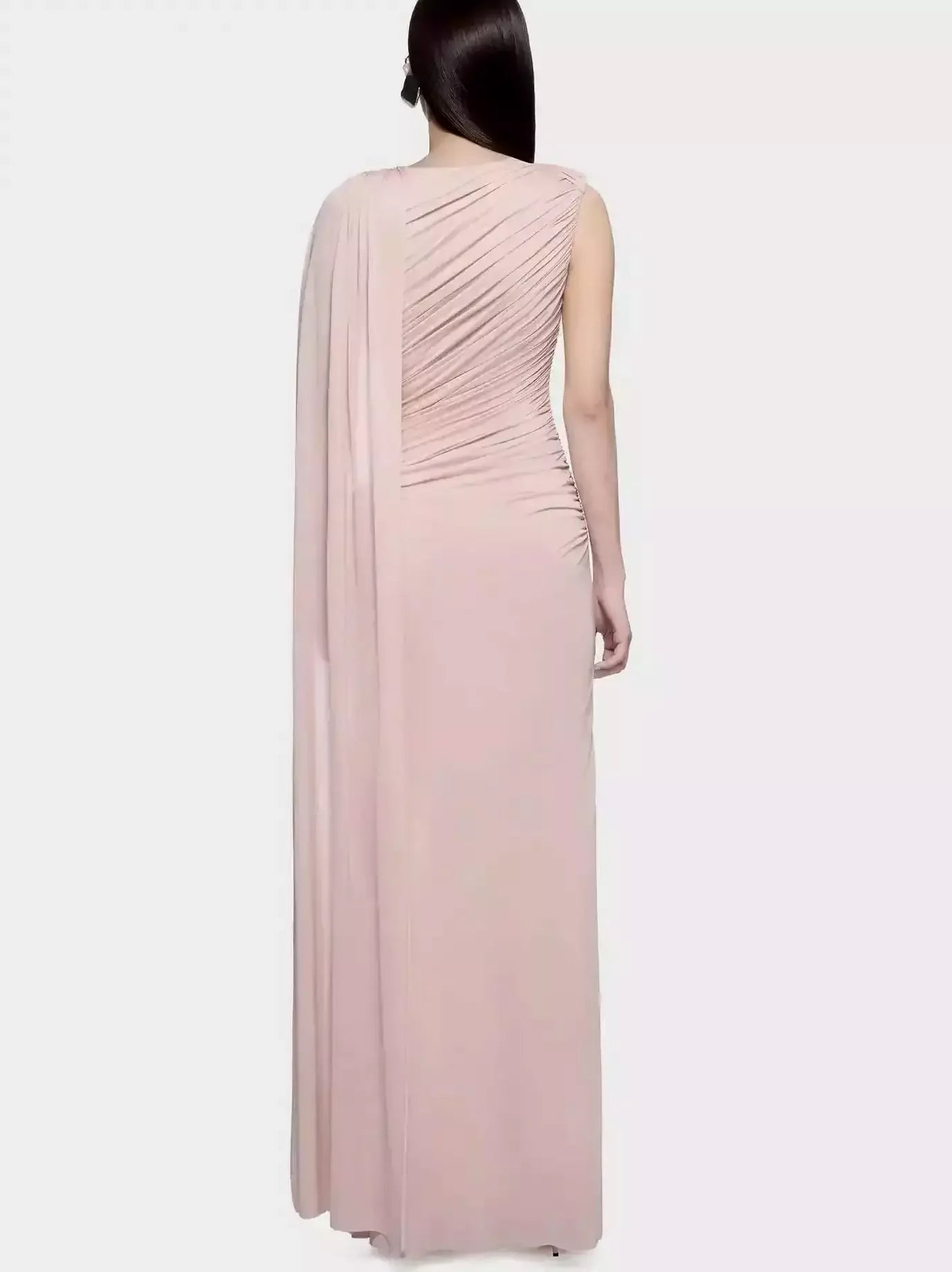 Draped One Shoulder Sleeveless Gown Dresses