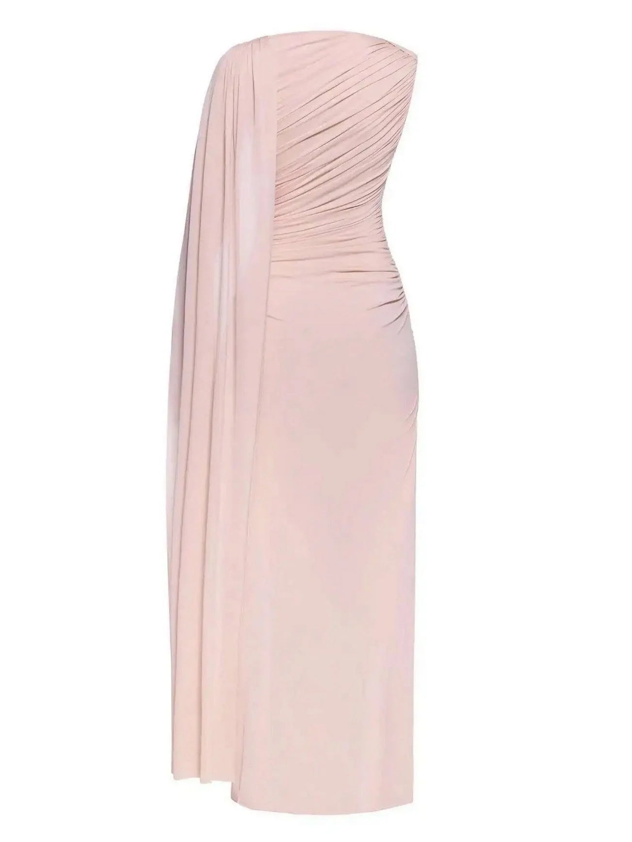 Draped One Shoulder Sleeveless Gown Dresses
