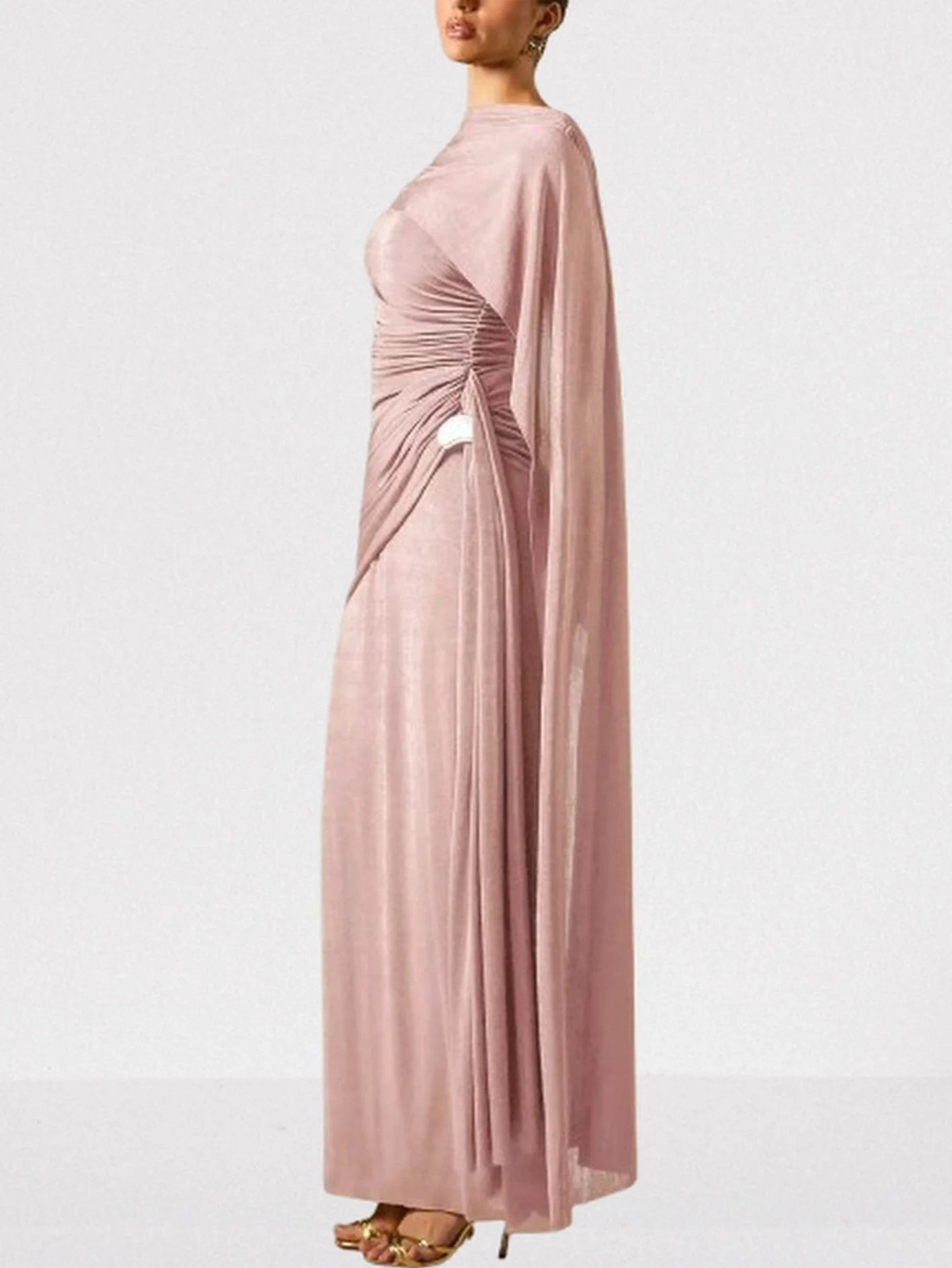 Draped One Shoulder Sleeveless Gown Dresses
