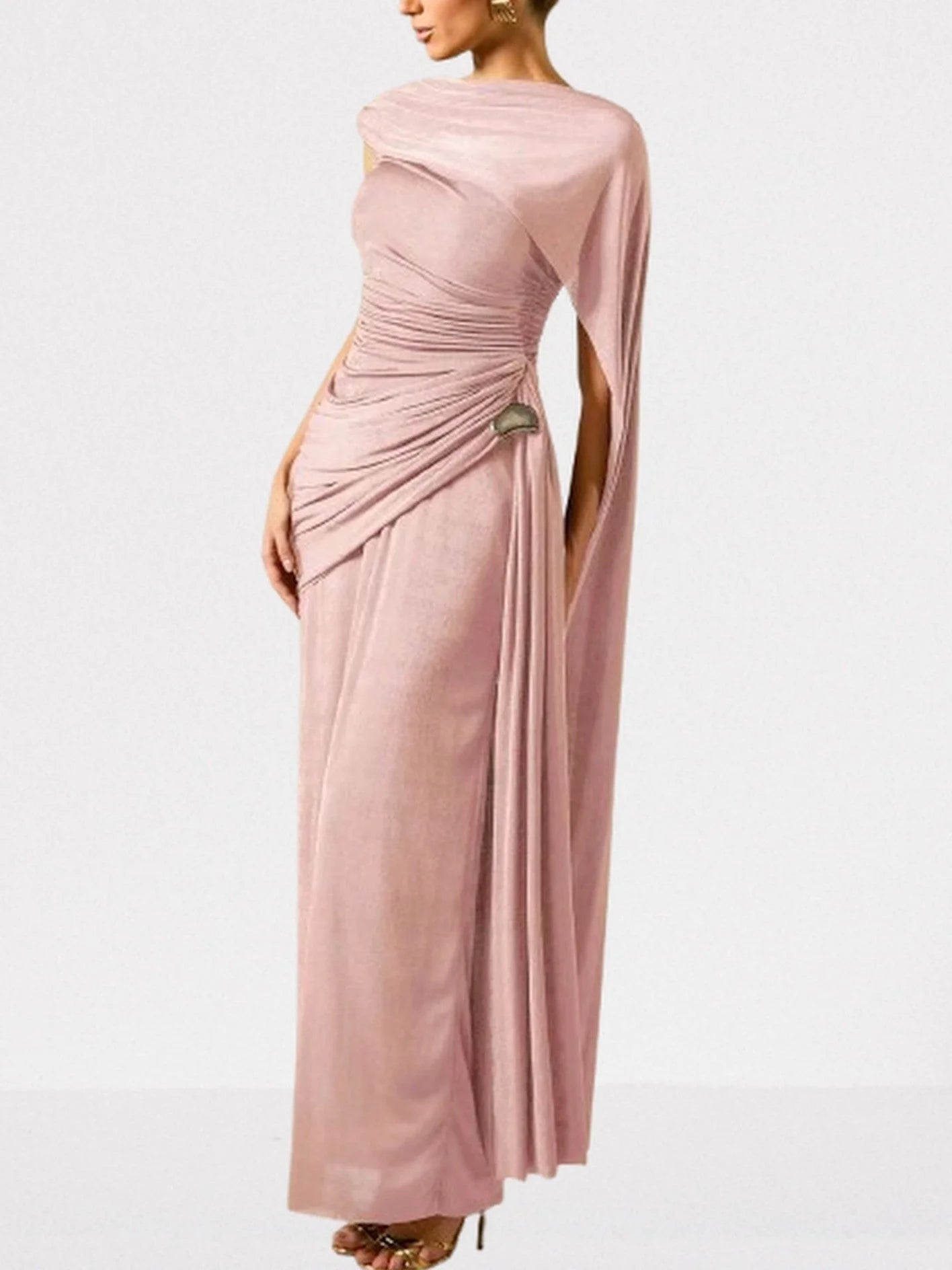 Draped One Shoulder Sleeveless Gown Dresses