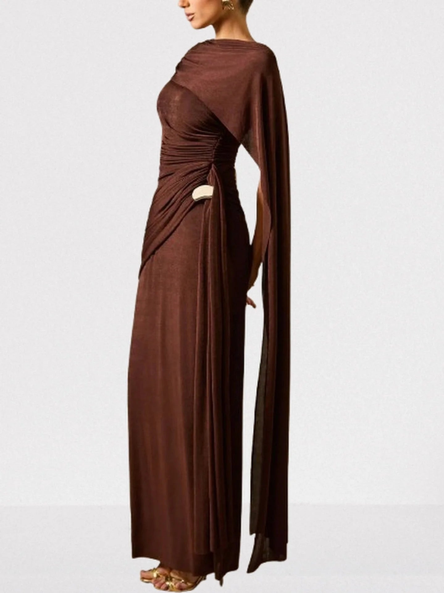 Draped One Shoulder Sleeveless Gown Dresses