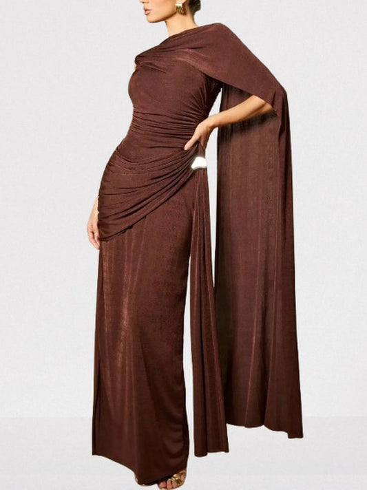 Draped One Shoulder Sleeveless Gown Dresses