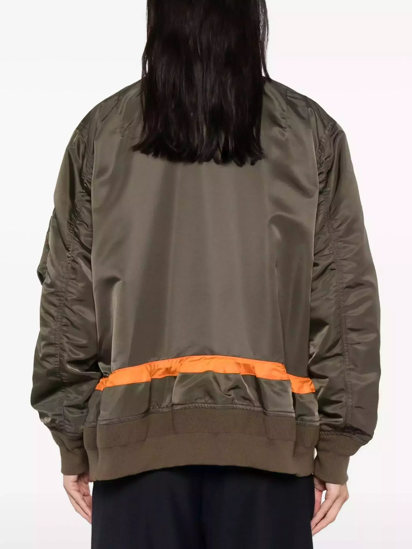 Drawstring Twill Bomber Jacket with Contrast Stripe - Jackets