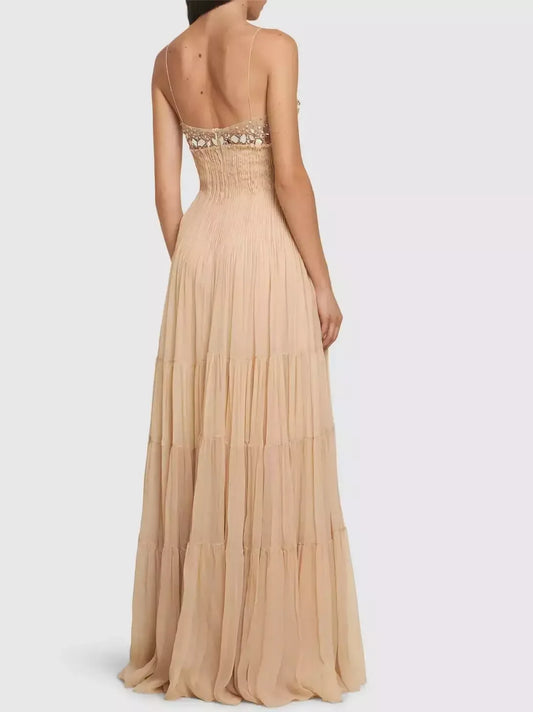 Embellished Empire Waist Sleeveless Gown - Dresses