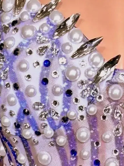 Embellished Off-Shoulder Pearl & Crystal Gown - Dresses