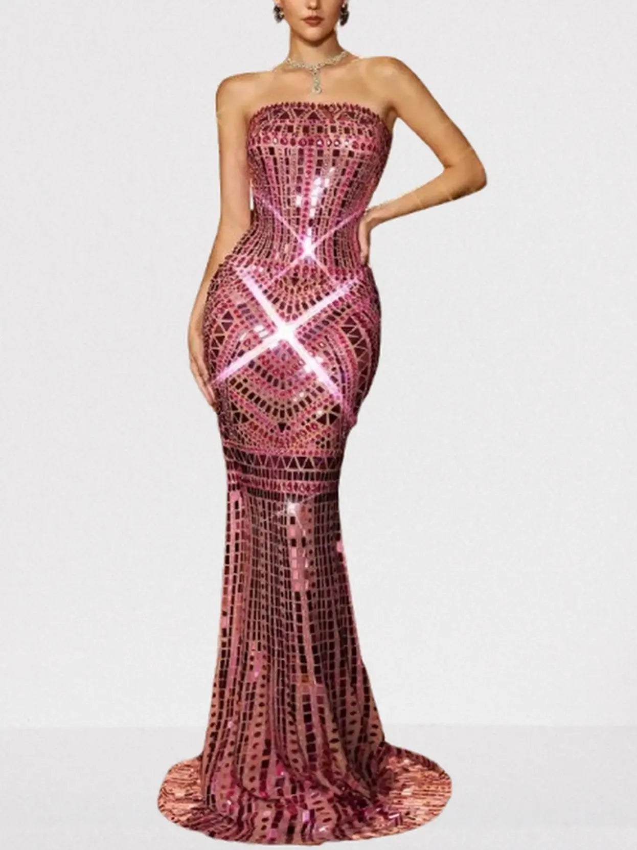 Embellished Strapless Stretch Maxi Dress - Dresses