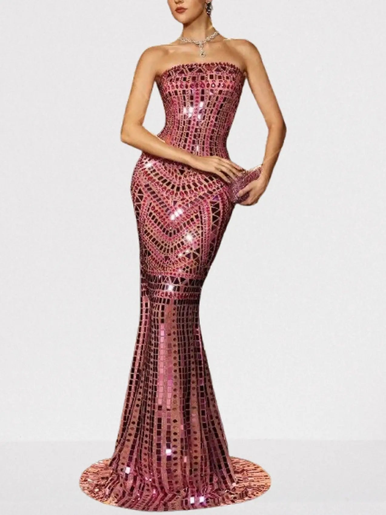 Embellished Strapless Stretch Maxi Dress - Dresses