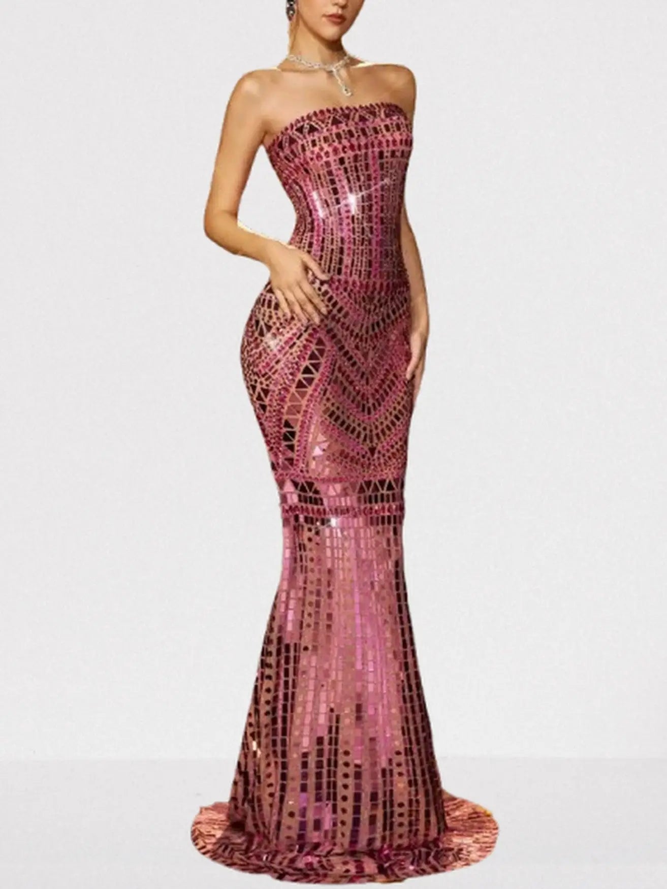 Embellished Strapless Stretch Maxi Dress - Dresses