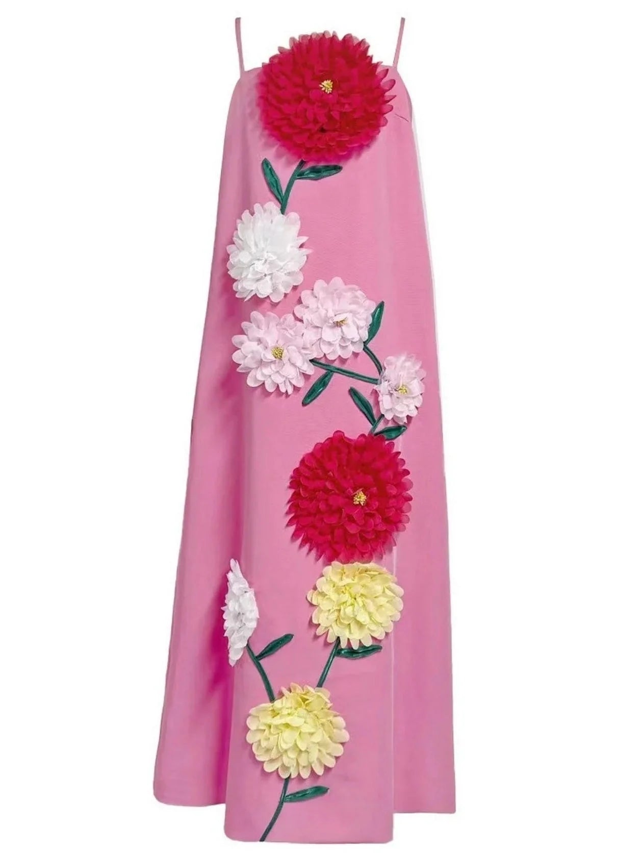 Floral Appliqued Sleeveless Maxi Dress S / Pink