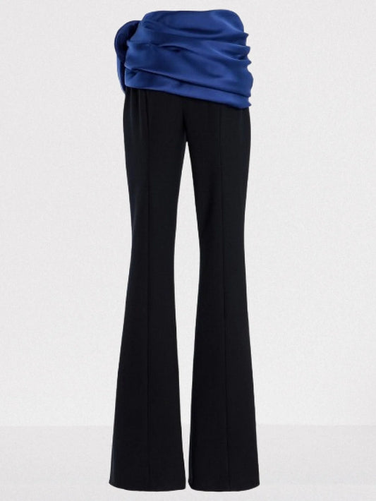 Floral-Corsage Detail Bootcut Pants - Jeans & Pants