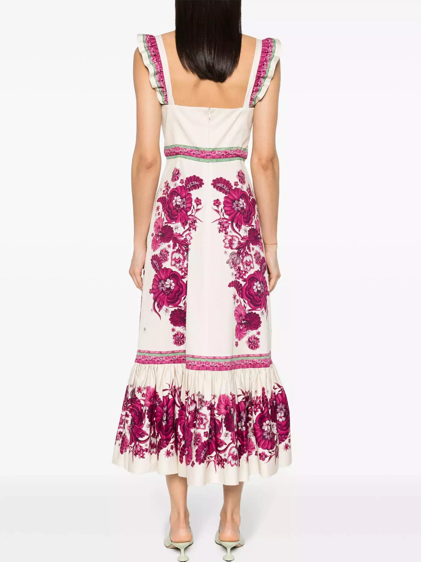 Floral Print Maxi Dress with Ruffled Shoulder Straps Dresses