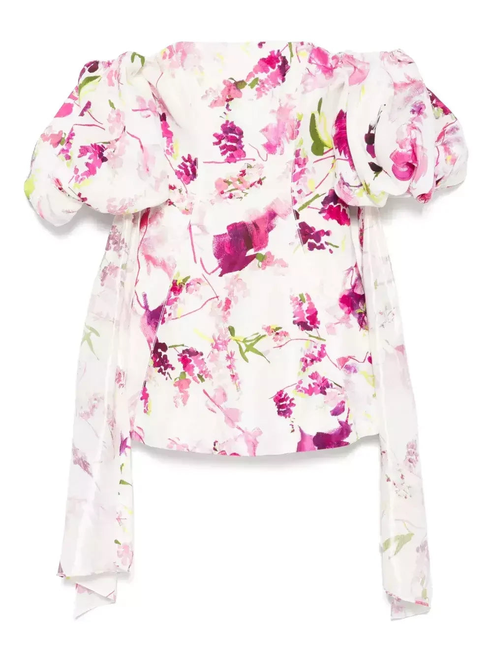 Floral-Print Off-Shoulder Puff-Sleeve Mini Dress - Dresses