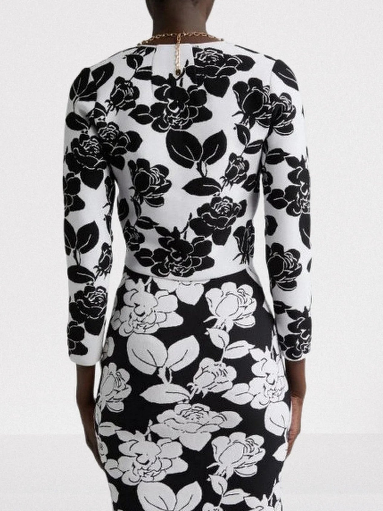 Floral Jacquard Knit Cardigan and Skirt Set - Suits & Sets