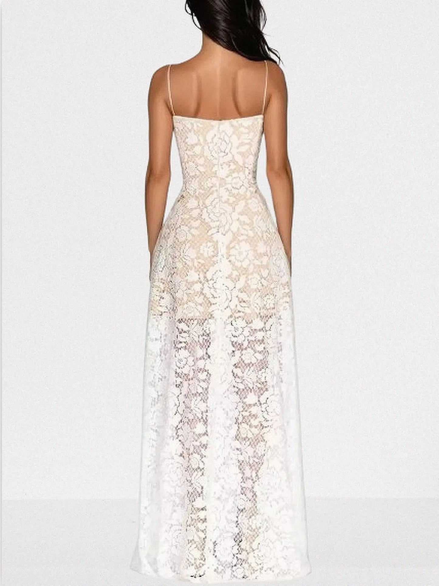 Floral Lace Sleeveless Maxi Dress - Dresses