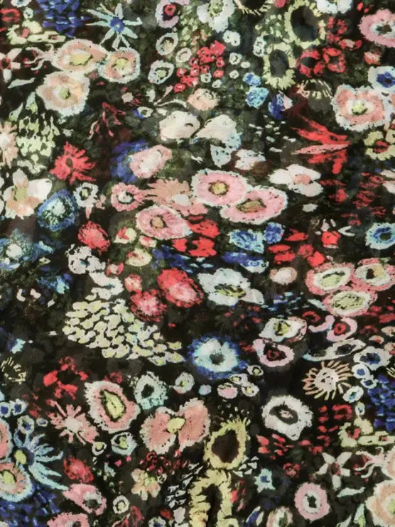 Floral Pleated Loose Maxi Dress with Smocking - Dresses