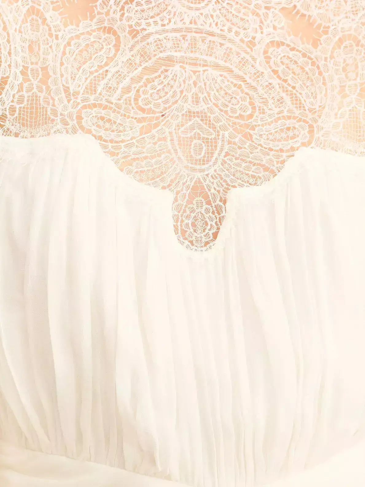 Gathered Maxi Dress with Lace and Balloon-Sleeves - Dresses