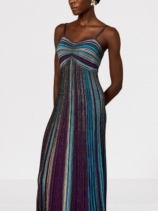 Glitter Striped Knit Maxi Dress - Dresses