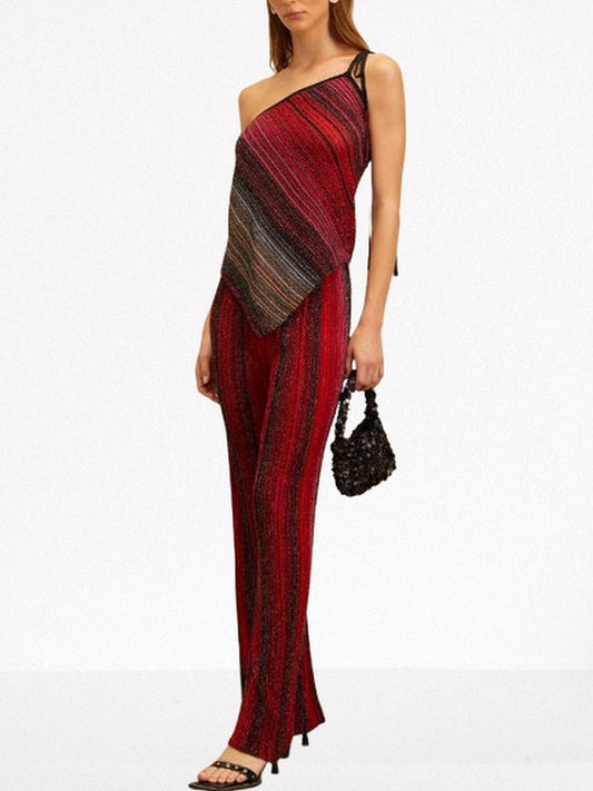 Glitter Striped Knit Top and Pant Set - Suits & Sets