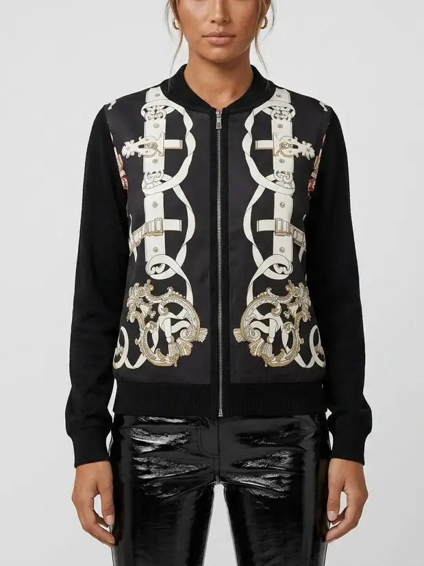 Harness Motif Zip Front Knit Cardigan - Sweaters & Knitwear