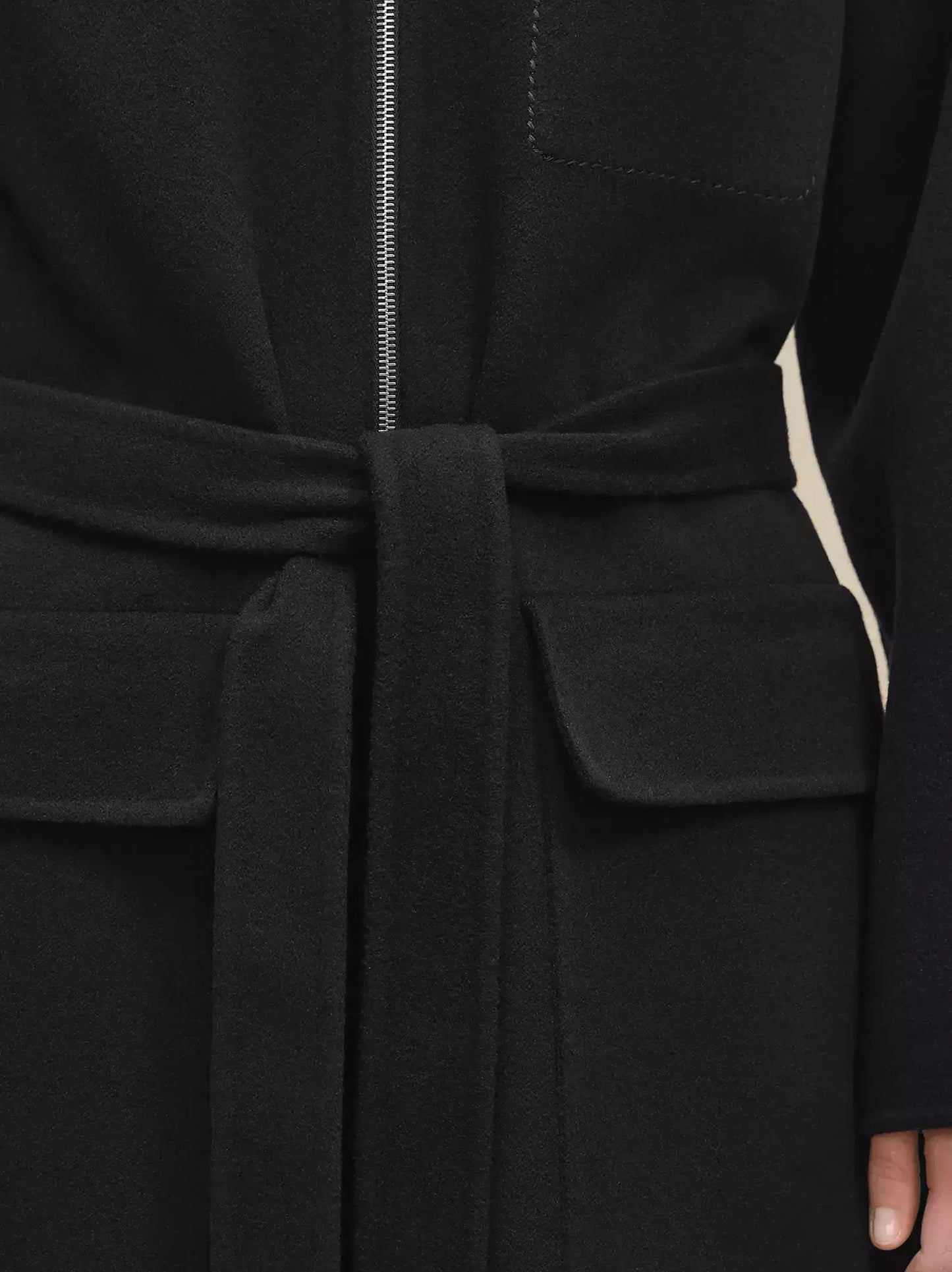High-Neck Wool & Cashmere Short Coat - Coats