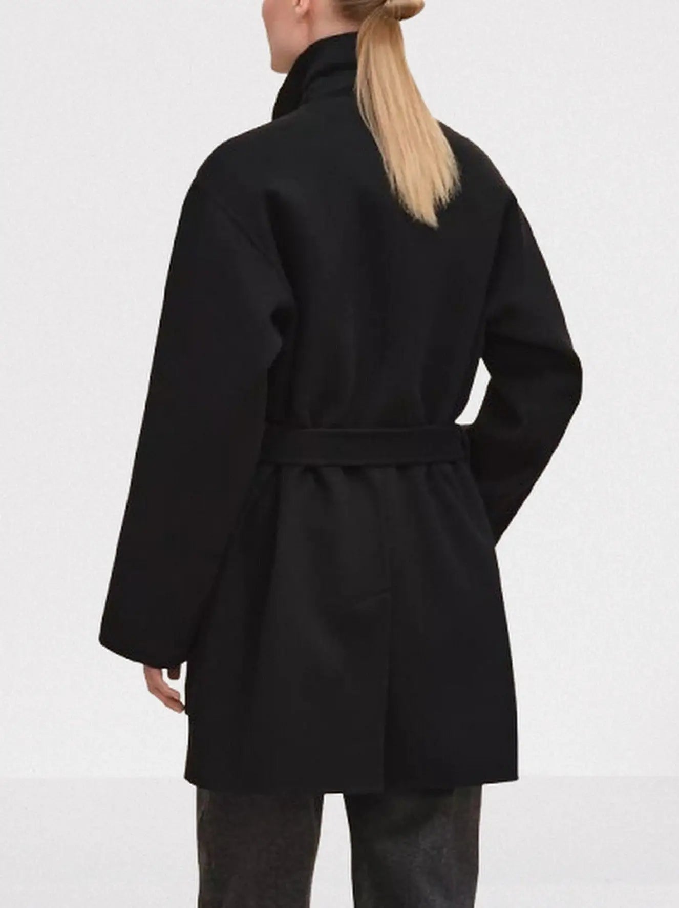 High-Neck Wool & Cashmere Short Coat - Coats