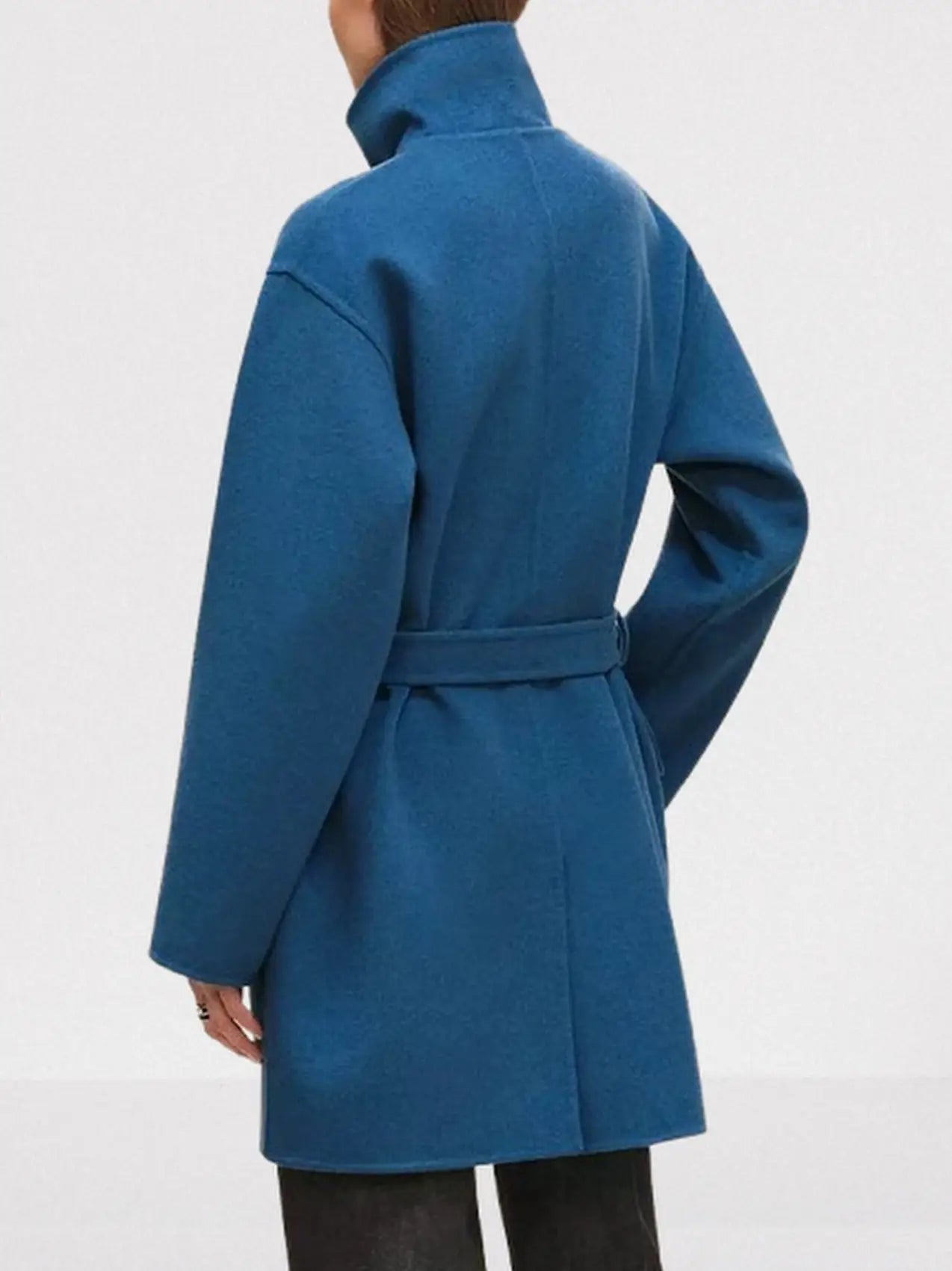 High-Neck Wool & Cashmere Short Coat - Coats