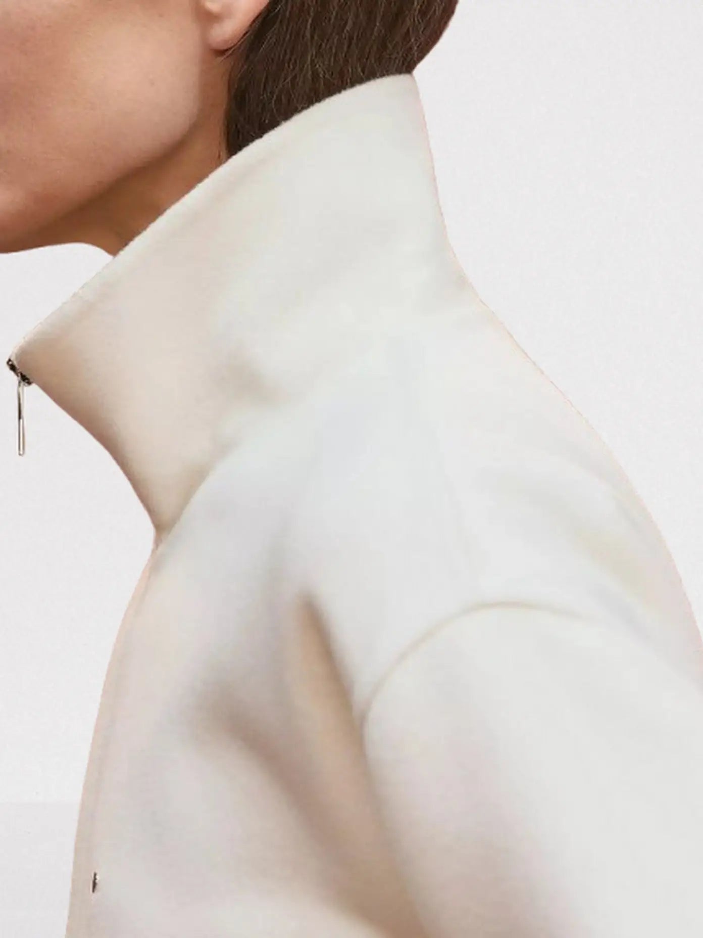 High-Neck Wool & Cashmere Short Coat - Coats