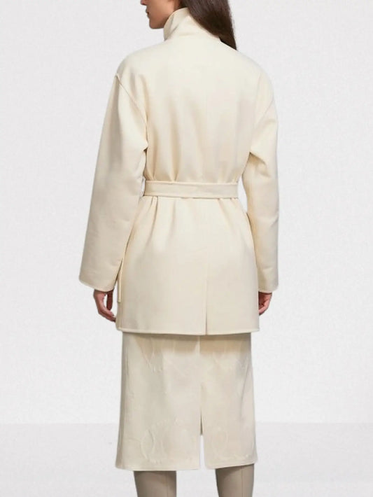 High-Neck Wool & Cashmere Short Coat - Coats