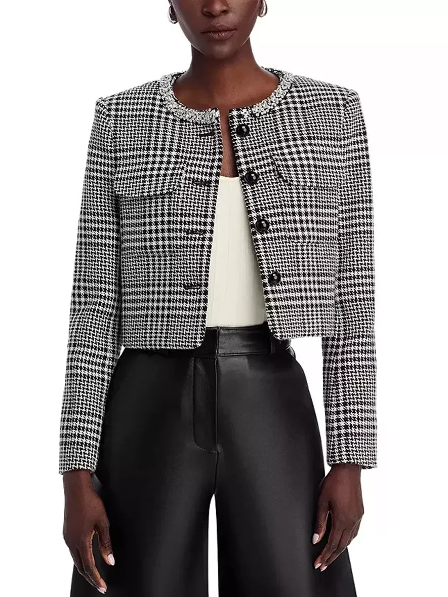 Houndstooth Wool-Blend Jacket and Skort Set - Suits & Sets