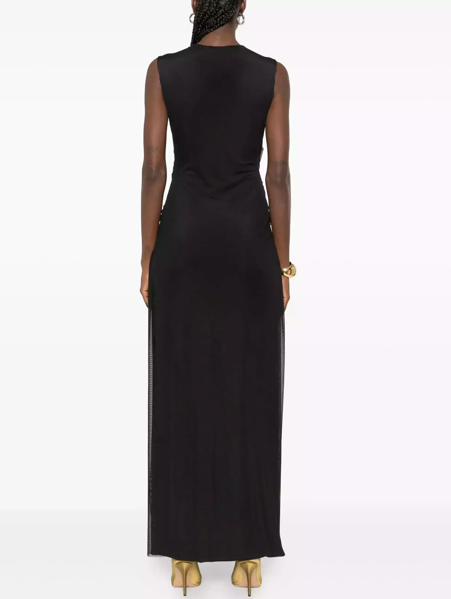 Interwoven Gathered Sleeveless Maxi Dress