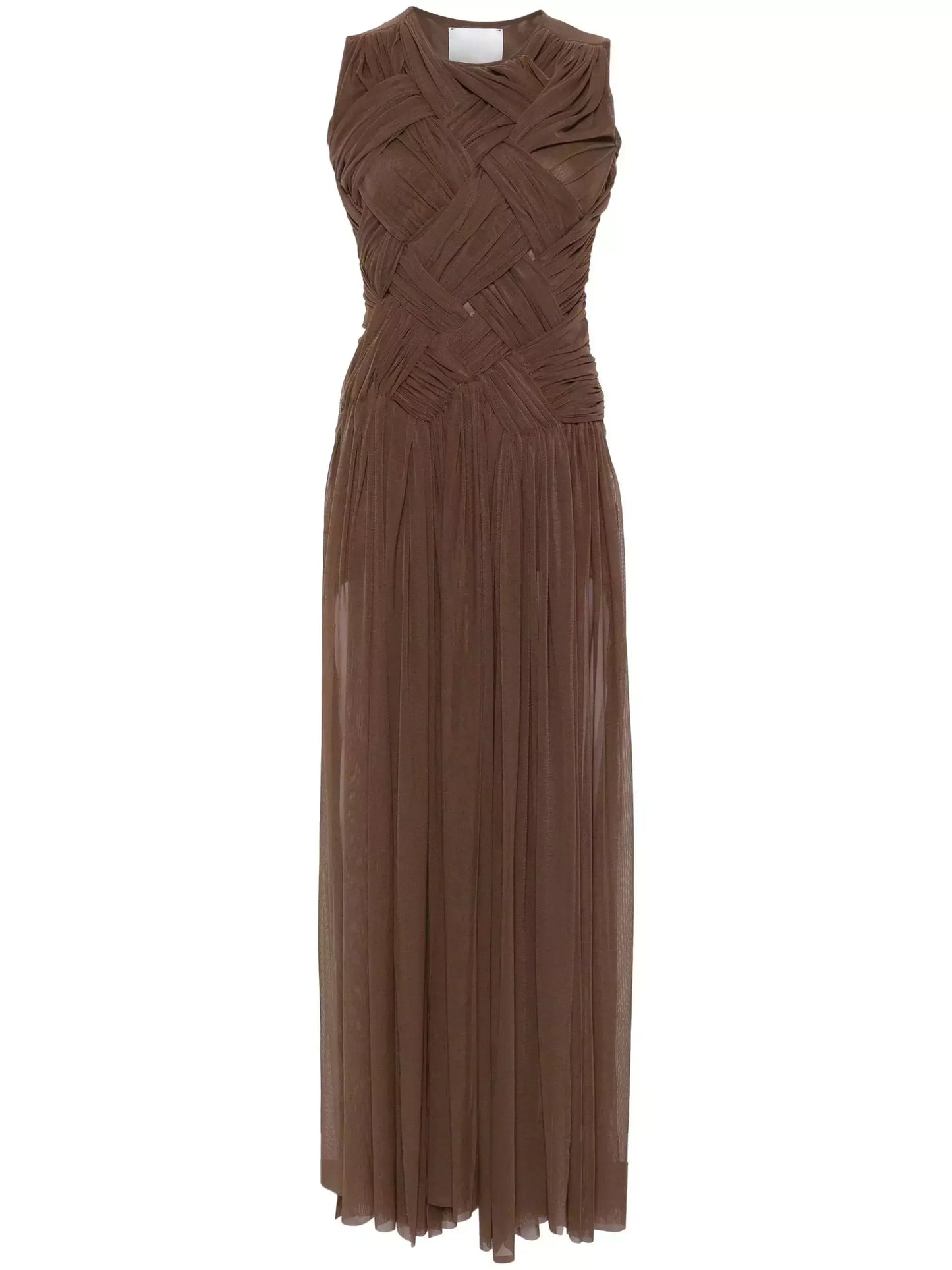 Interwoven Gathered Sleeveless Maxi Dress