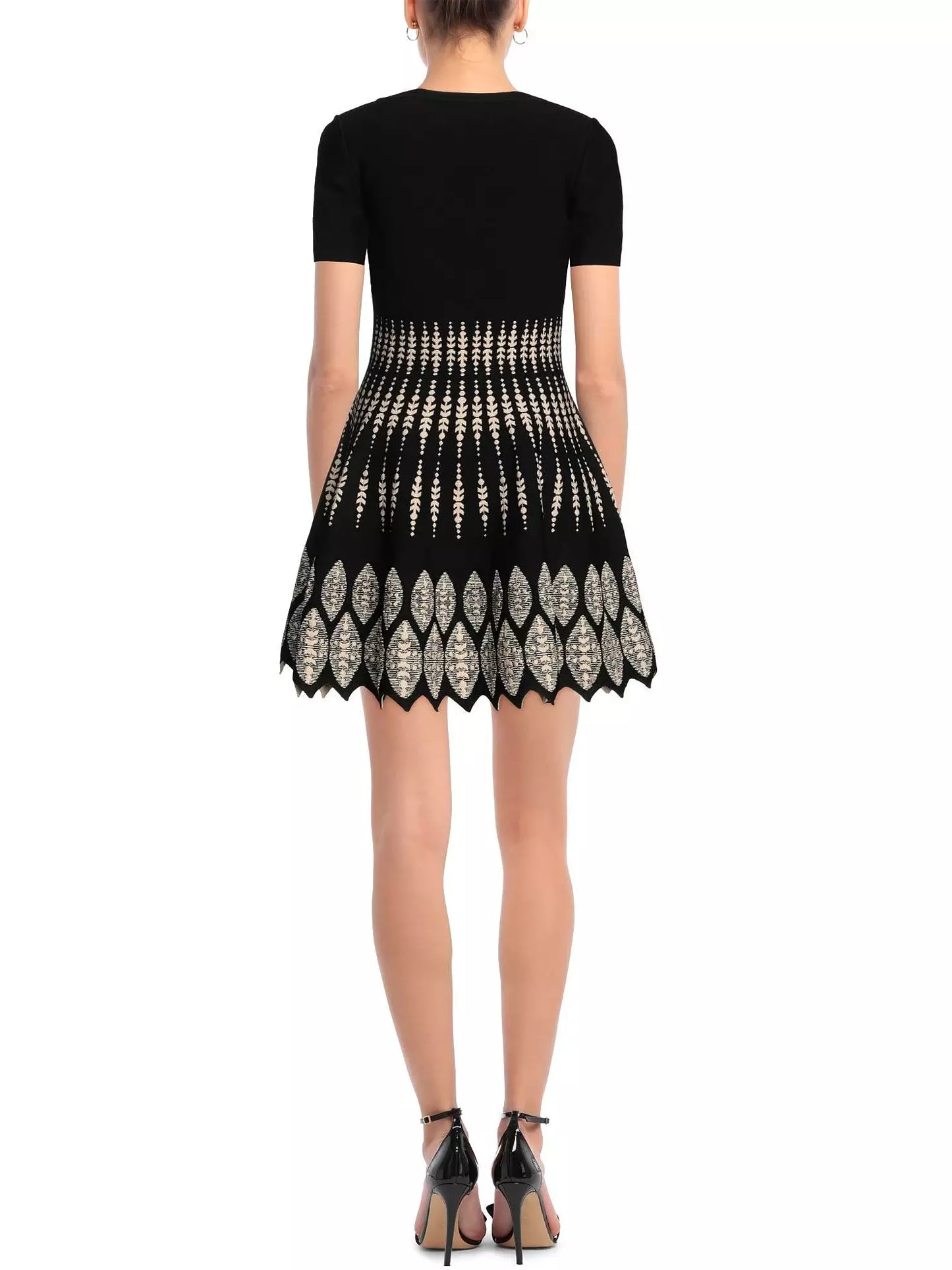 Jacquard Knit Flared Dress